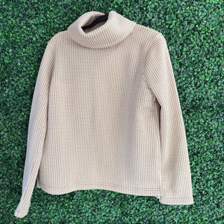 L/S gingham cowl neck sweater