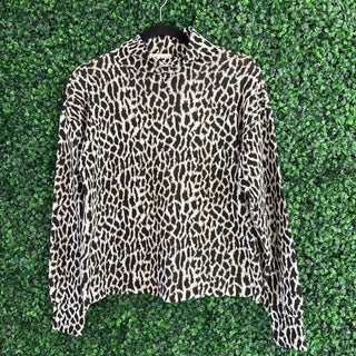 Mock neck leopard sweater