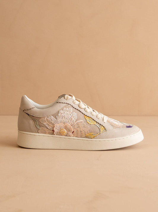 OASIS SOCIETY - The Tammi | Light Grey Floral Applique Sneaker