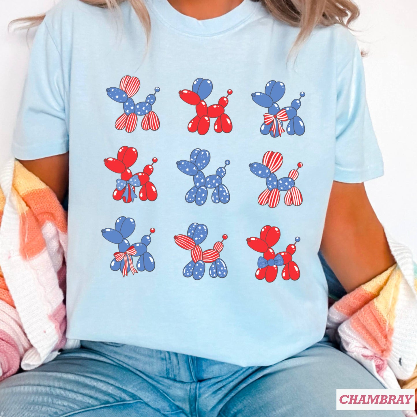 Patriotic Balloon Dog July 4th Graphic Shirt Comfort Color