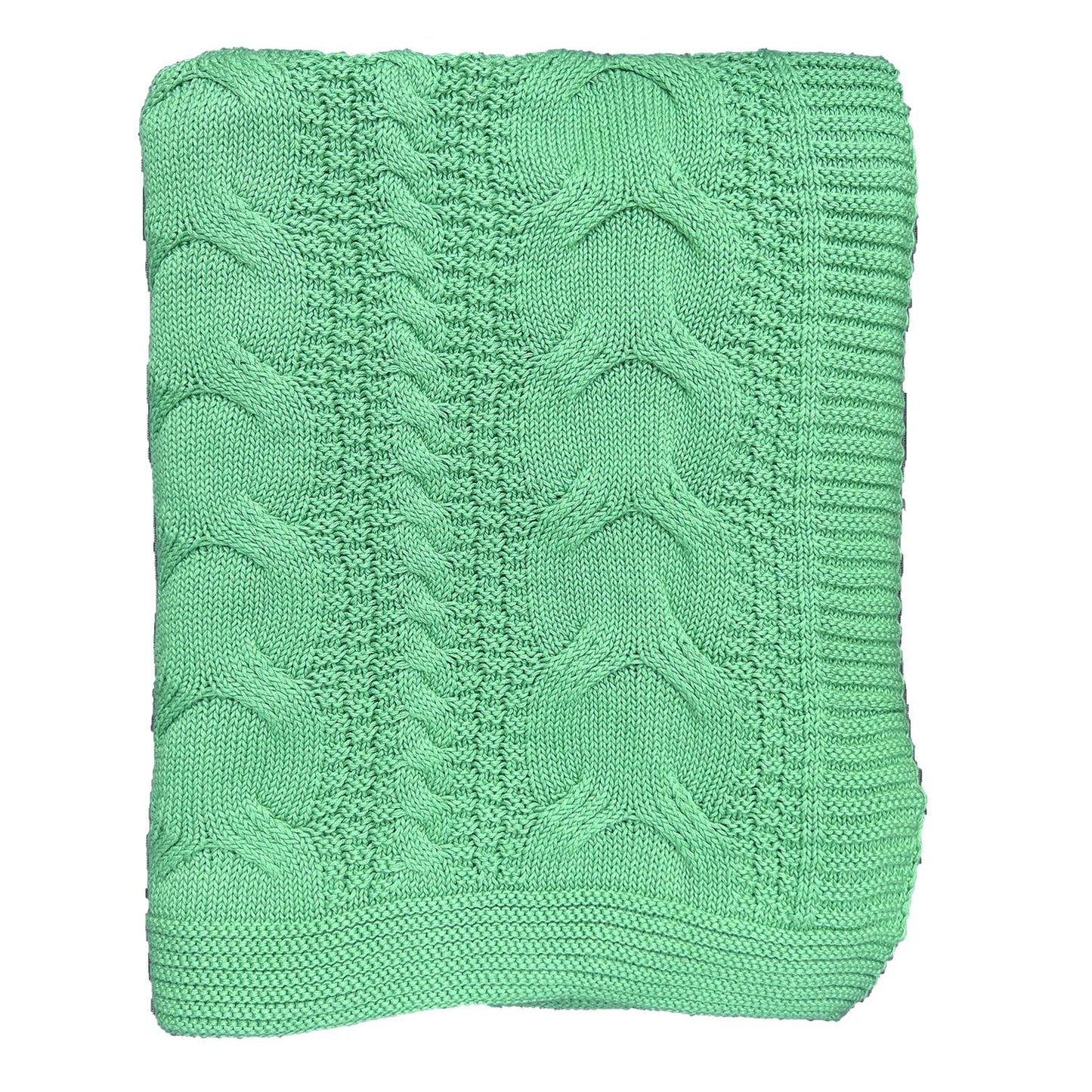 Chloe & Lex - Green Quartz Cableknit Cotton Throw Blanket Home Decor