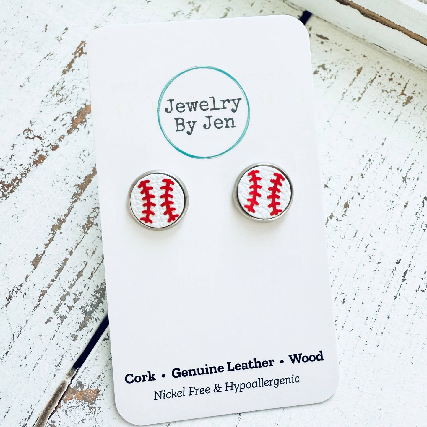 Jewelry By Jen - Stud Earrings: Baseball