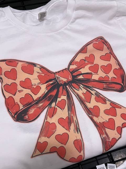 Par.tees by Party On! - Coquette Valentine Heart Tee Red Heart Bow Tshirt