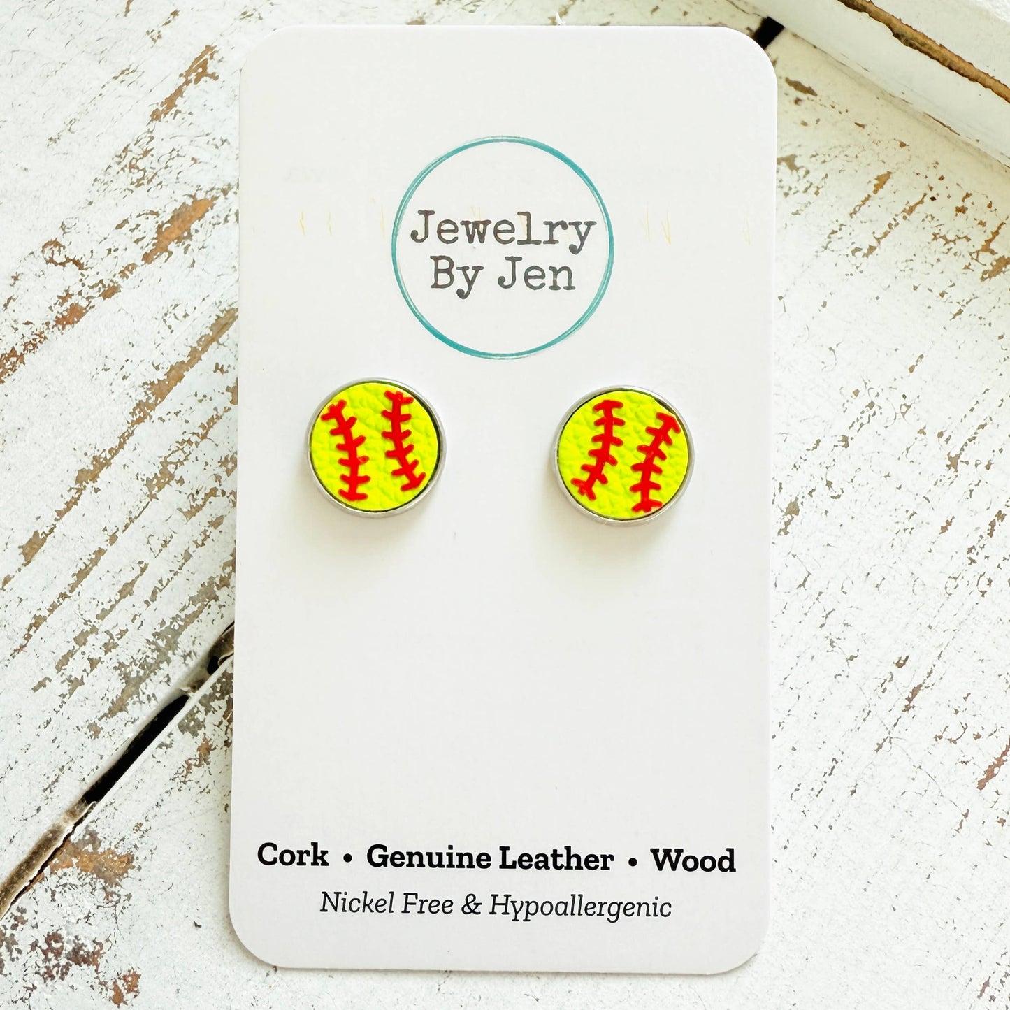 Jewelry By Jen - Stud Earrings: Softball