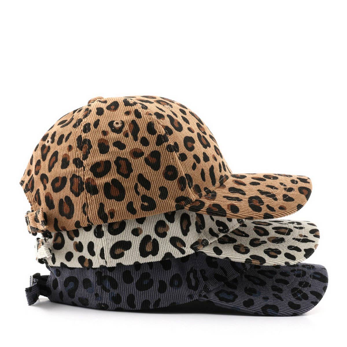 Corduroy leopard print hat