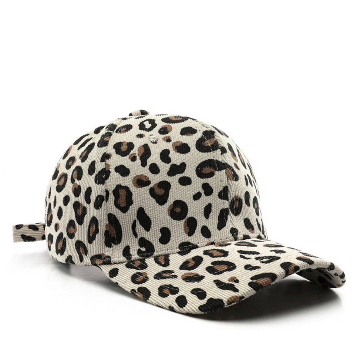 Corduroy leopard print hat