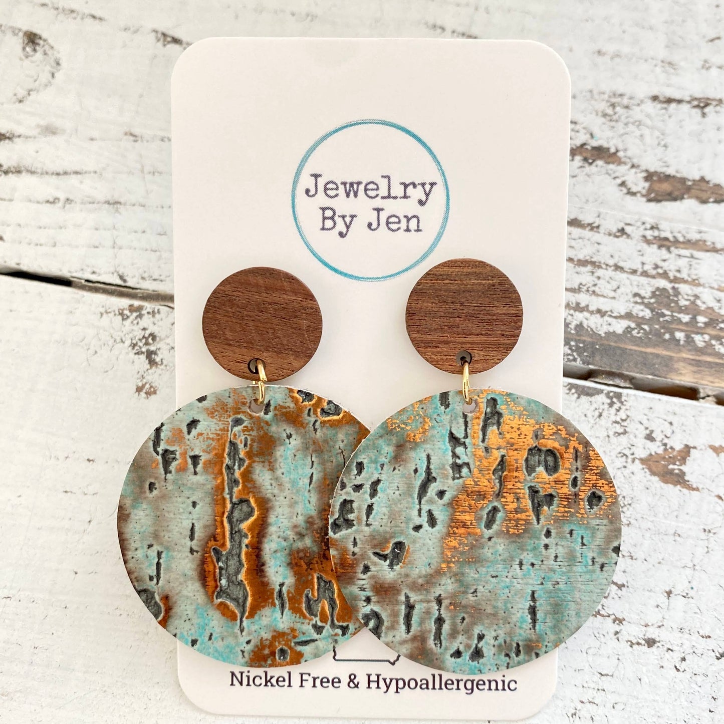 Jewelry By Jen - Wood Stud Earring: Turquoise Wildwood