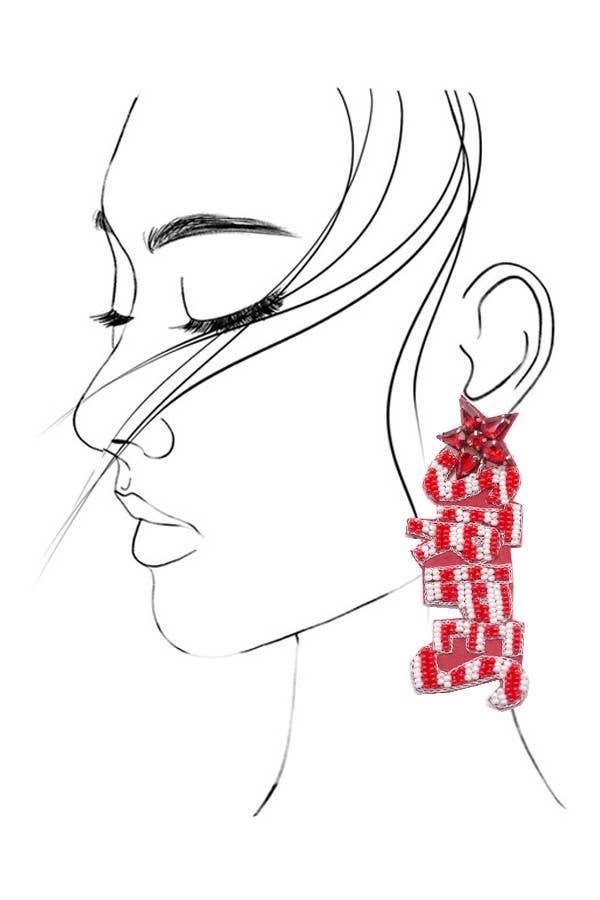 JOSSLYN by wall to wall - 4TH OF JULY SEEDBEAD STARS STRIPE EARRINGS |  91E084137